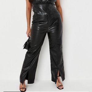 Missguided leather split flare pants